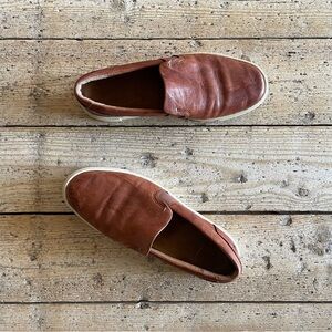 Frye Ivy Leather Slip-On Sneakers Cognac Brown Women’s 6.5